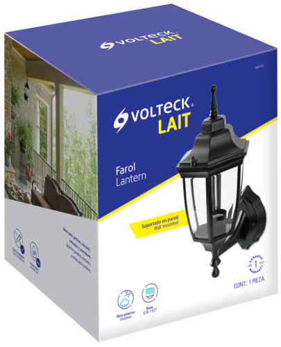 ARBOTANTE FAROL SOPORTADO, NEGRO, 1XE26