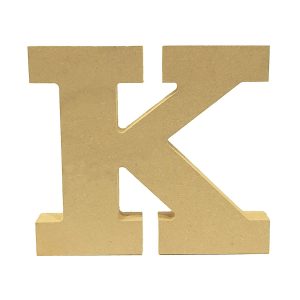 Letra decorativa “K” 13cm en MDF natural 18mm
