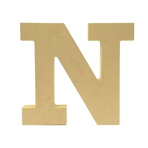 Letra decorativa “N” 13cm en MDF natural 18mm