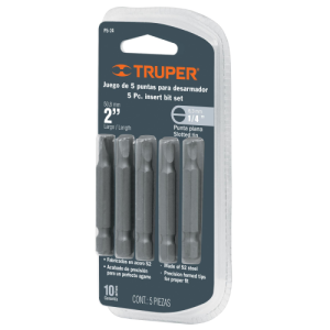 PUNTAS PLANAS 1/4, LARGO 2″, BLISTER CON 5 PIEZAS