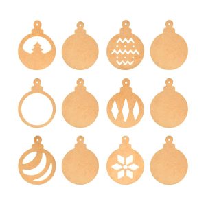 12 ESFERAS NAVIDEÑAS MDF 3mm X 10cm DIAMETRO