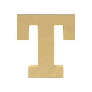 Letra decorativa “T” 13cm en MDF natural 18mm