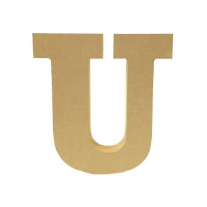 Letra decorativa “U” 13cm en MDF natural 18mm
